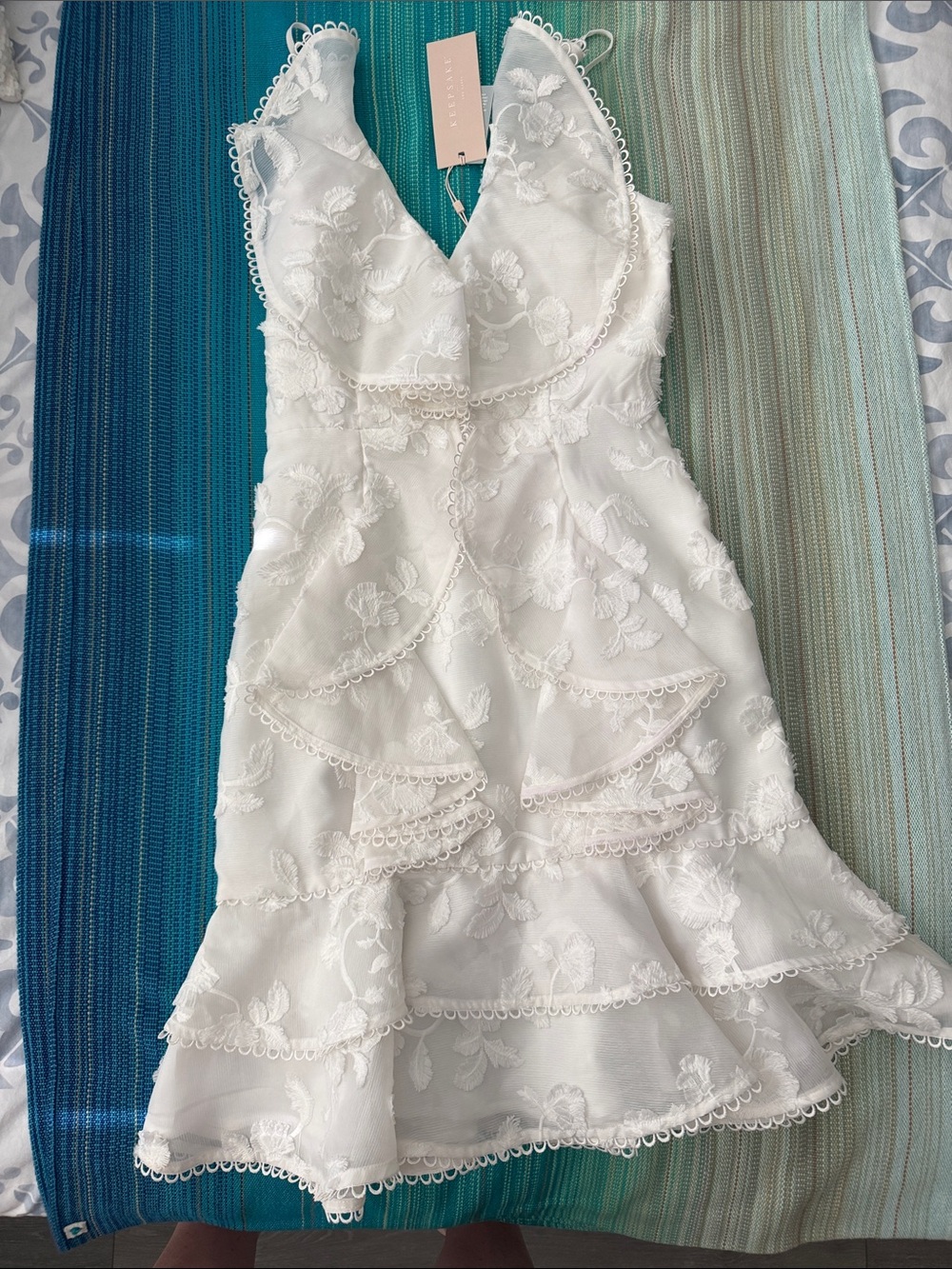 KEEPSAKE the Label White Lace Ruffle Formal Dress